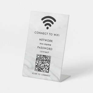Signe De Table WiFi Network Scan QR Code pour connecter Internet