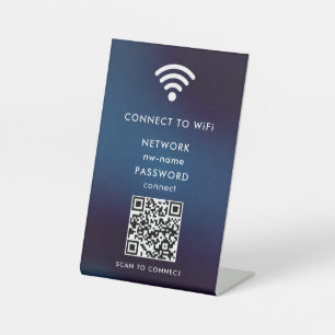 Signe De Table WiFi Network Scan QR Code pour connecter Internet