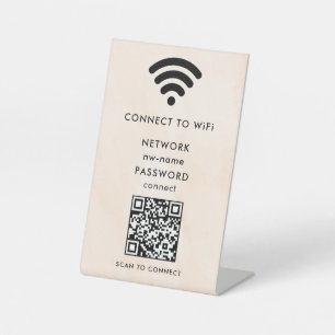 Signe De Table WiFi Network Scan QR Code pour connecter Internet