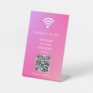 Signe De Table WiFi Network Scan QR Code pour connecter Internet