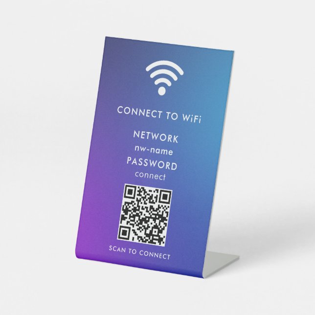 Signe De Table WiFi Network Scan QR Code pour connecter Internet (Recto)