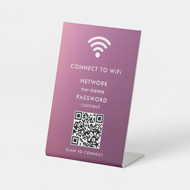 Signe De Table WiFi Network Scan QR Code pour connecter Internet (Recto)