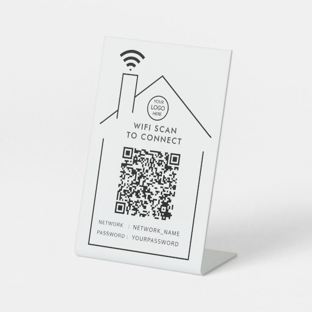 Signe De Table Wifi QR Code Business Logo Scan pour connecter Ped (Recto)