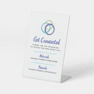 Signe De Table Wifi réseau code d'accès info client anneaux bleus