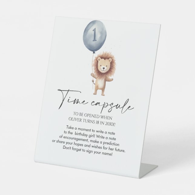 Signe De Table Wild One Lion Ballon Premier Anniversaire Heure Ca (Recto)
