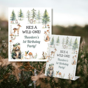 Signe De Table Wild One Woodland Forest Bear Cerf 1er anniversair