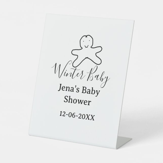 Signe De Table Winter baby shower cookie black scribble hand-draw (Recto)