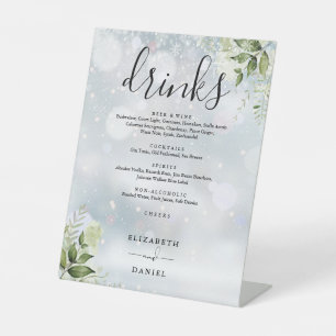 Signe De Table Winter Greenery Menu Boissons Mariages