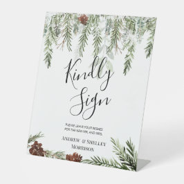 Signe De Table Winter Pine Kindly Signer Mariage livre d'hôtes
