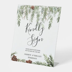 Signe De Table Winter Pine Kindly Signer Mariage livre d'hôtes