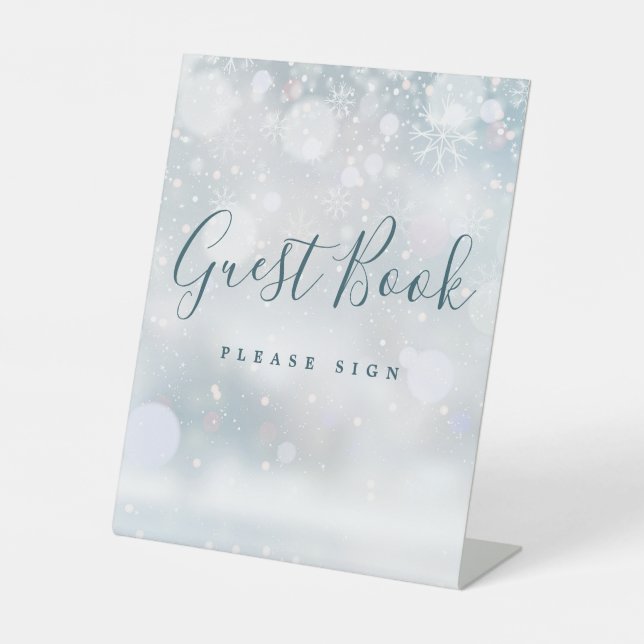 Signe De Table Winter Wonderland Snowflakes Livre d'or (Recto)