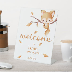 Signe De Table Woodland Autumn Baby Fox bienvenue