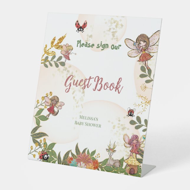 Signe De Table Woodland Enchanted Fairy Ladybug livre d'invité (Recto)