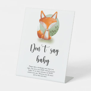 Signe De Table Woodland Fox - Ne dites pas bébé