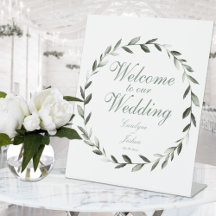 Wreath Olive Bienvenue À Notre Mariage Élégant