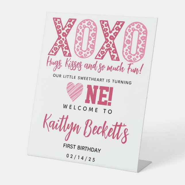 Signe De Table XOXO Hugs & Kisses Saint Valentin 1er anniversaire (Recto)