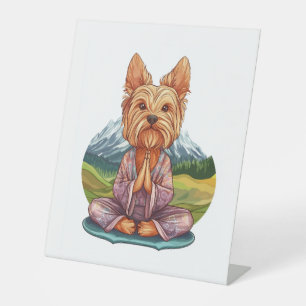 Signe De Table Yoga Yorkie - Drôle Méditant Chien