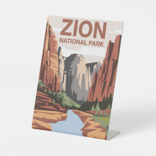 Signe De Table Zion National Park Travel Art
