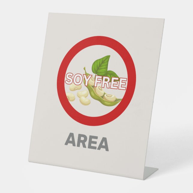 Signe De Table Zone sans soja Alerte d'allergie alimentaire Custo (Recto)