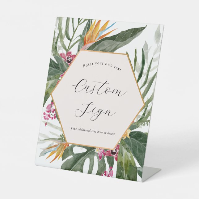 Signe de texte personnalisé floral tropical (Recto)