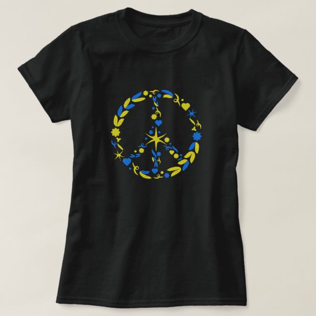 SIGNE DE VOYAGE DE SOUTIEN Ukraine T-shirt drapeau (Design devant)