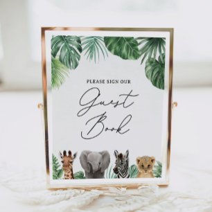 Signe du livre d'or du Baby shower Safari