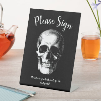 Signe du livre d'or gothique du Mariage crâne