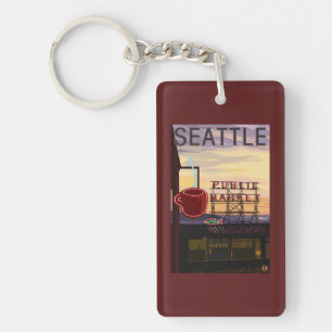 Signe du marché d'endroit de SeattlePike et vue d