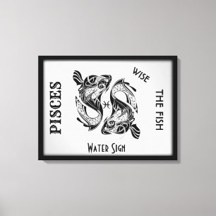 Signe du zodiaque Poissons et symbole sur toile