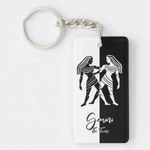 Signe Gemini Zodiac, Porte - clé noir et blanc