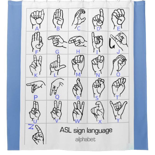 SIGNE LANGUE ALPHABET rideau de douche (Devant)