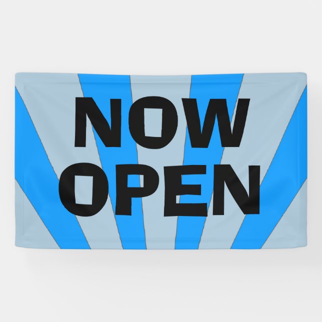 Signe maintenant ouvert de bannière de noir bleu (Horizontal)