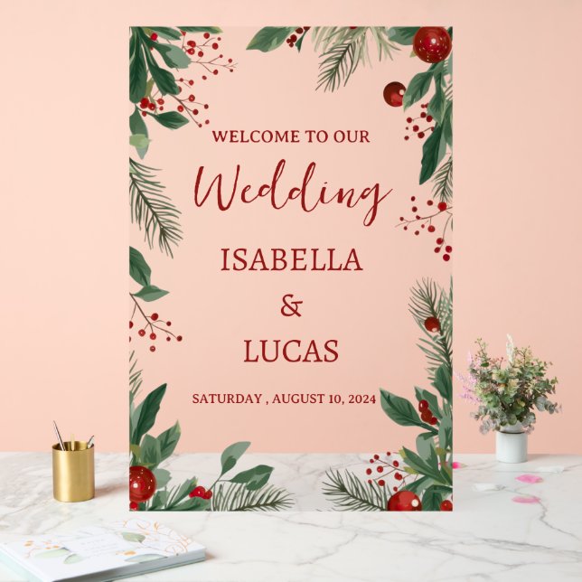 SIGNE Mariage acrylique rustique de Noël d'hiver (Mariage)