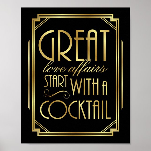 Signe Mariage Art Déco Gatsby Imprimer Citation CO (Devant)