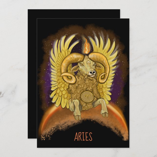 Signe Zodiac Aries Invitation (Devant / Derrière)