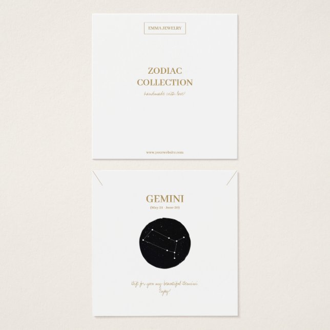 SIGNE Zodiaque Carte d'affichage de bijoux Gemini (Devant & derrière)