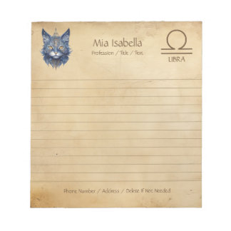 SIGNE Zodiaque Libra & Bloc-notes pour chat célest