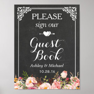 Signer notre livre d'or Panneau Mariage du table