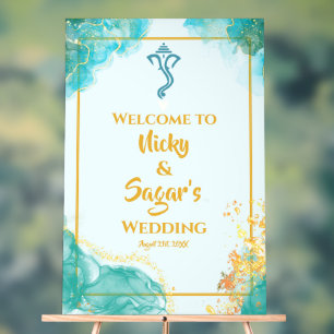 Signes acryliques de bienvenue du Mariage indien h