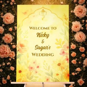 Signes acryliques de bienvenue du Mariage indien h