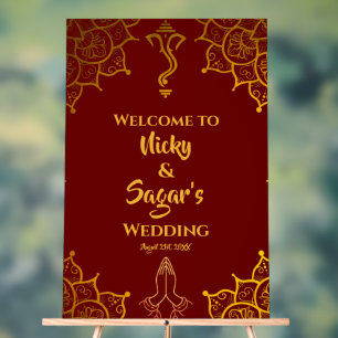 Signes acryliques de bienvenue du Mariage indien h
