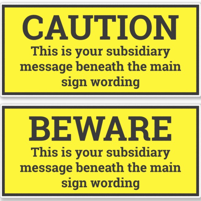 Signes d'avertissement - Deux autocollants de sign (Devant)