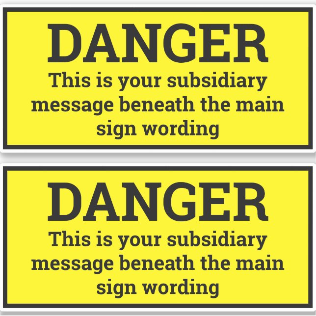 Signes de danger - Deux autocollants de signes noi (Devant)