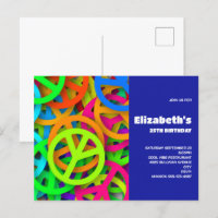 Signes de paix super Arc-en-ciel Motif Invitation