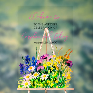 Signet de bienvenue fleurs sauvages mariage