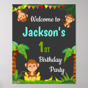 Signet de fête d'accueil singe Boy jungle poster