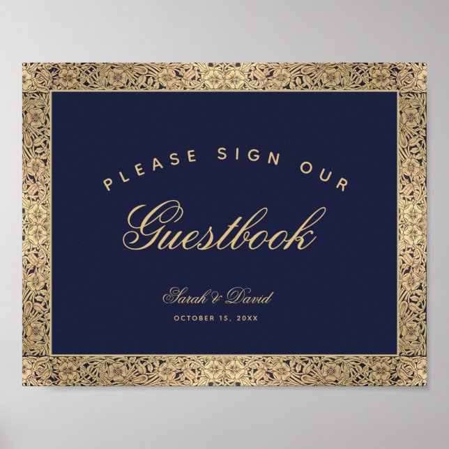 Signet Livre d'or bleu marine Rose Mariage (Devant)