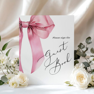 Signez le livre d'or ruban rose écriture Bridal Sh