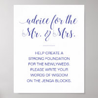 Signieren eines Jenga Blocks Elegant Navy Blue Wed