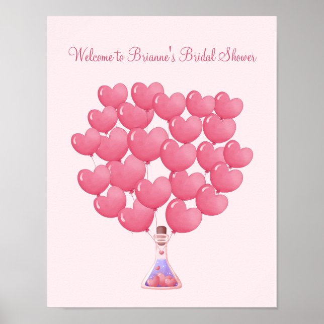Signieren Sie ein Balloonposter, Brautparty, Babyd Poster (Vorne)